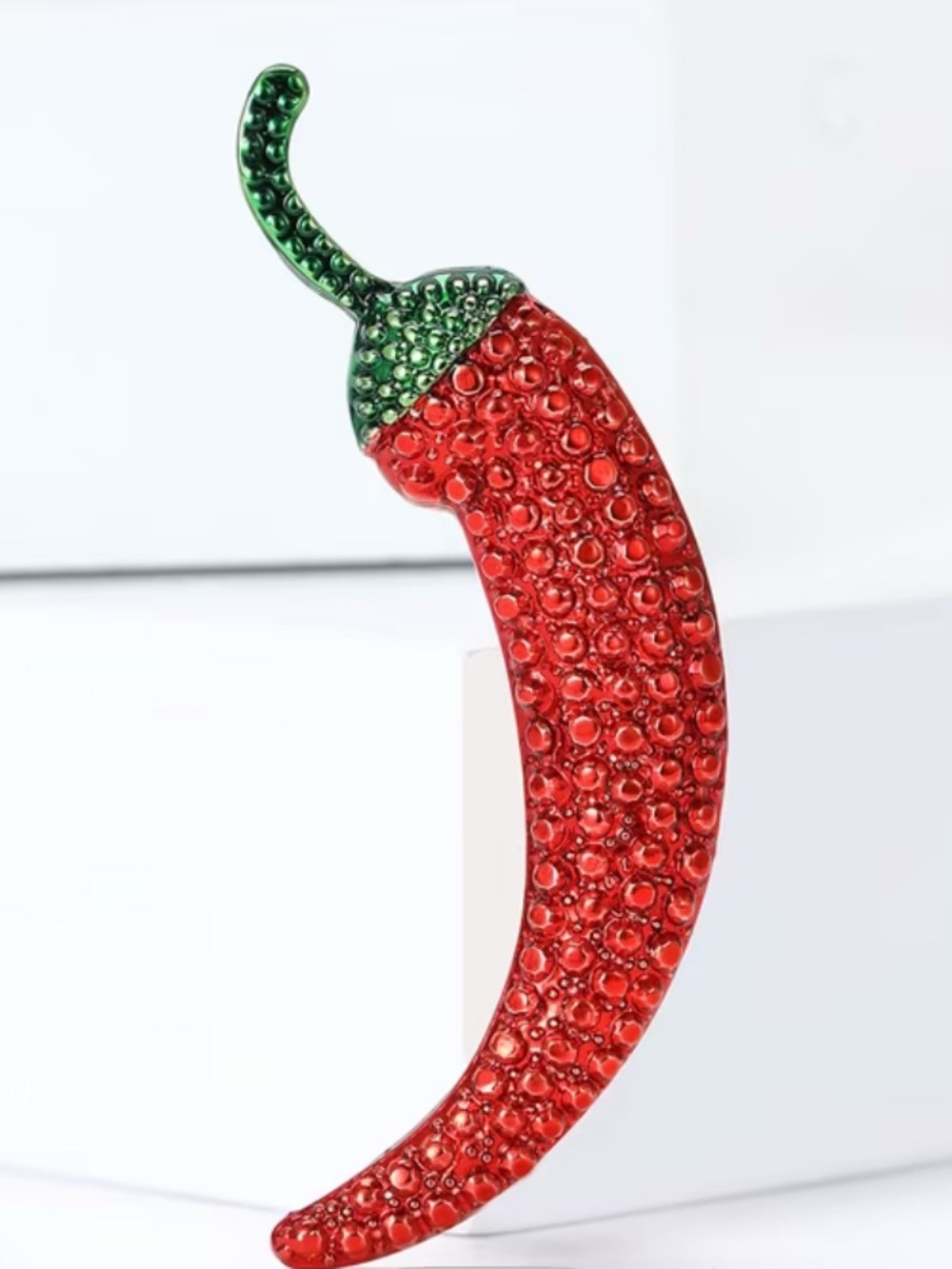 Red and Green Chili Pepper Crystal Brooch